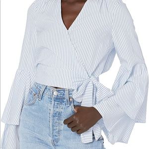 NWOT BB Dakota Making Waves Blue Stripe Bell Sleeve Top